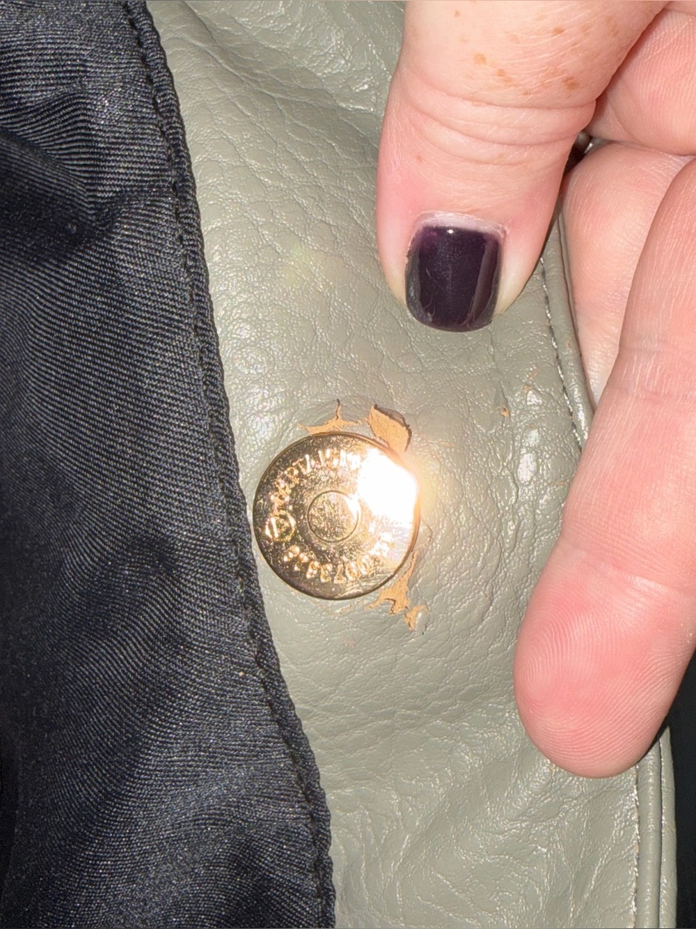 Olive Green Pleather Fold-Over Clutch with Gold Hardware - Picture 7 of 12